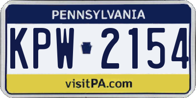 PA license plate KPW2154