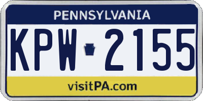 PA license plate KPW2155