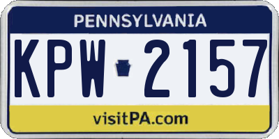 PA license plate KPW2157