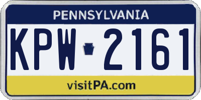 PA license plate KPW2161