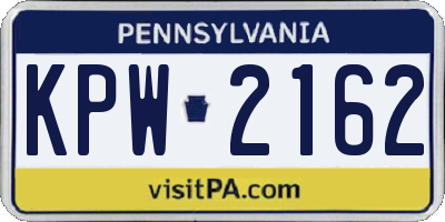 PA license plate KPW2162
