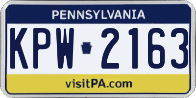 PA license plate KPW2163