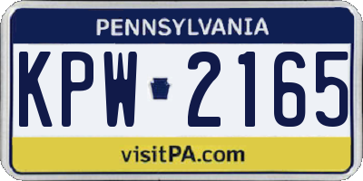 PA license plate KPW2165