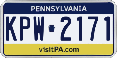 PA license plate KPW2171