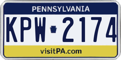 PA license plate KPW2174