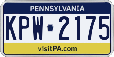 PA license plate KPW2175