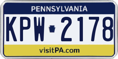 PA license plate KPW2178