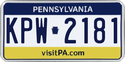 PA license plate KPW2181