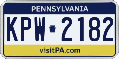 PA license plate KPW2182