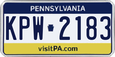 PA license plate KPW2183