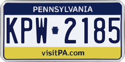 PA license plate KPW2185