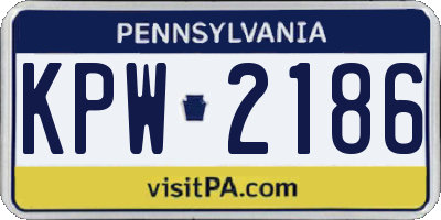 PA license plate KPW2186
