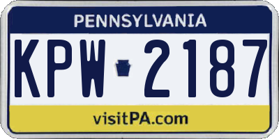 PA license plate KPW2187