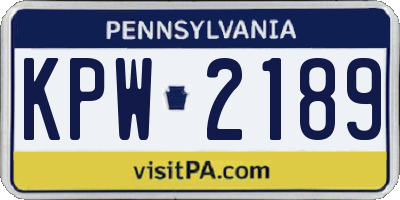 PA license plate KPW2189