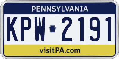 PA license plate KPW2191