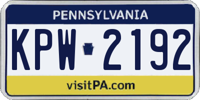 PA license plate KPW2192
