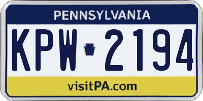 PA license plate KPW2194