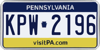 PA license plate KPW2196