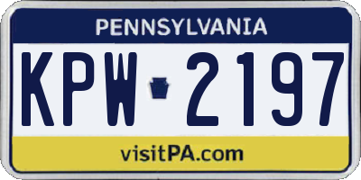 PA license plate KPW2197