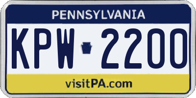 PA license plate KPW2200