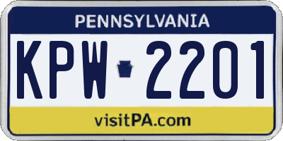 PA license plate KPW2201