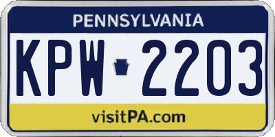 PA license plate KPW2203