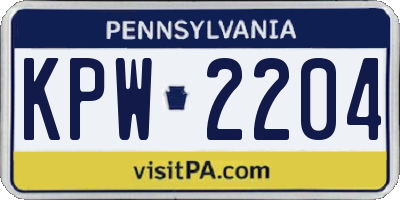 PA license plate KPW2204