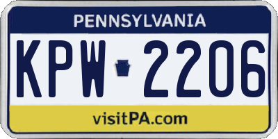 PA license plate KPW2206