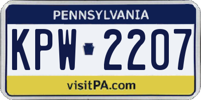 PA license plate KPW2207