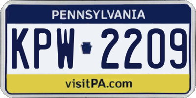 PA license plate KPW2209