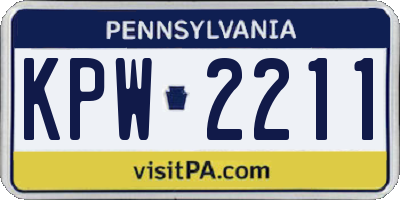 PA license plate KPW2211