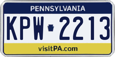 PA license plate KPW2213