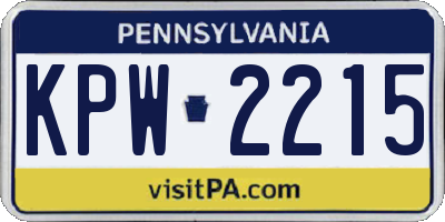 PA license plate KPW2215