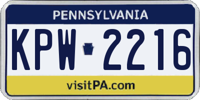 PA license plate KPW2216