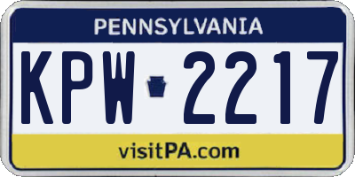 PA license plate KPW2217
