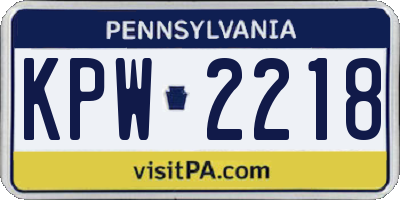 PA license plate KPW2218