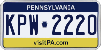 PA license plate KPW2220