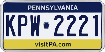 PA license plate KPW2221