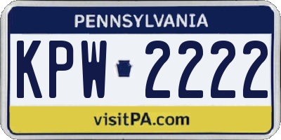 PA license plate KPW2222