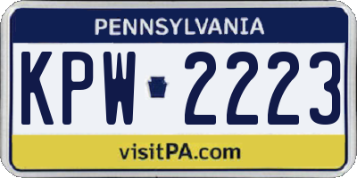 PA license plate KPW2223