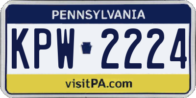 PA license plate KPW2224