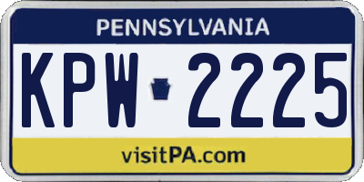 PA license plate KPW2225