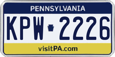 PA license plate KPW2226