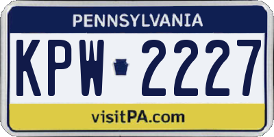 PA license plate KPW2227