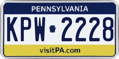 PA license plate KPW2228