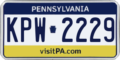 PA license plate KPW2229