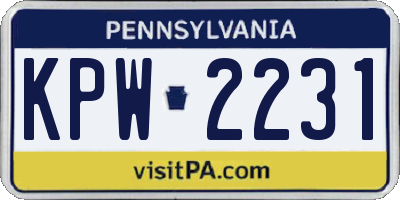 PA license plate KPW2231