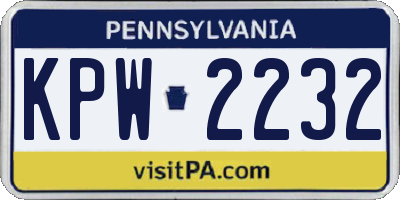 PA license plate KPW2232