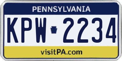 PA license plate KPW2234