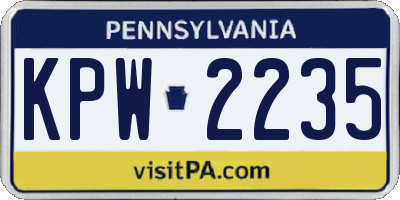 PA license plate KPW2235